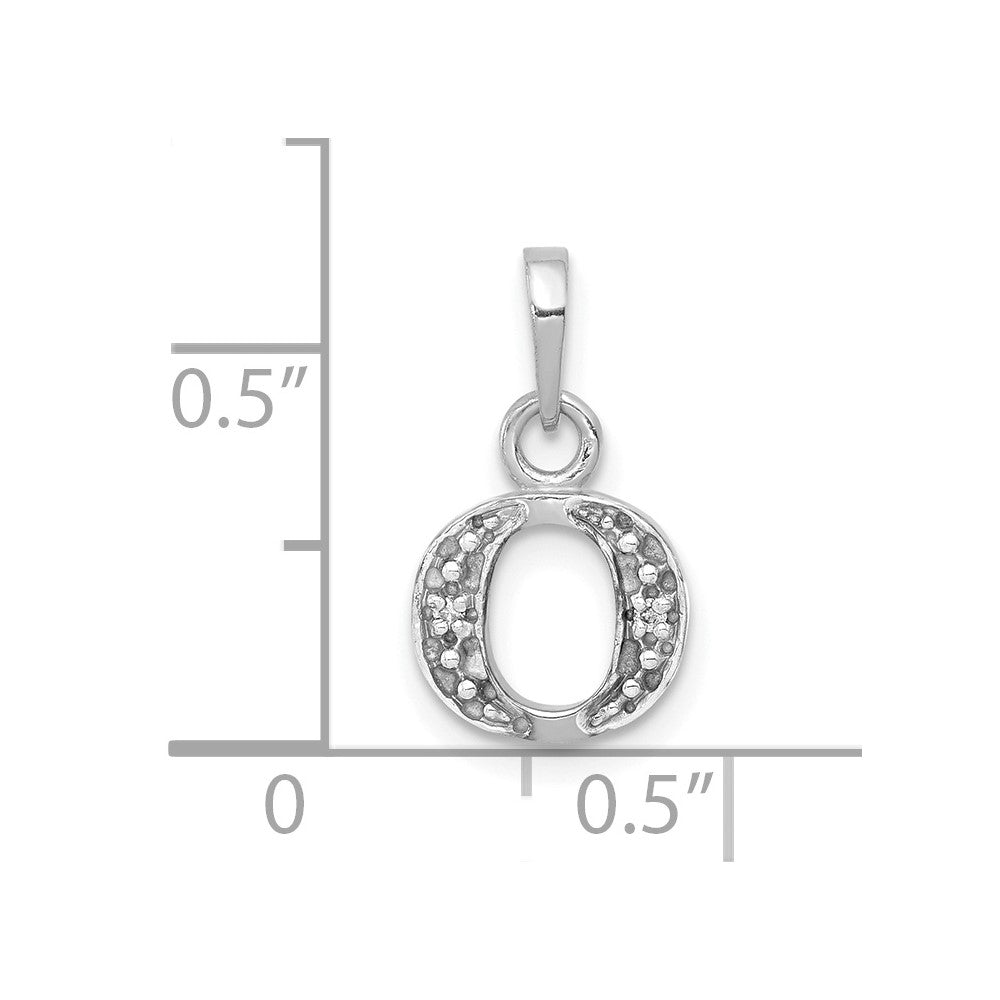 14K White Gold Polished .01ct Diamond Initial O Charm
