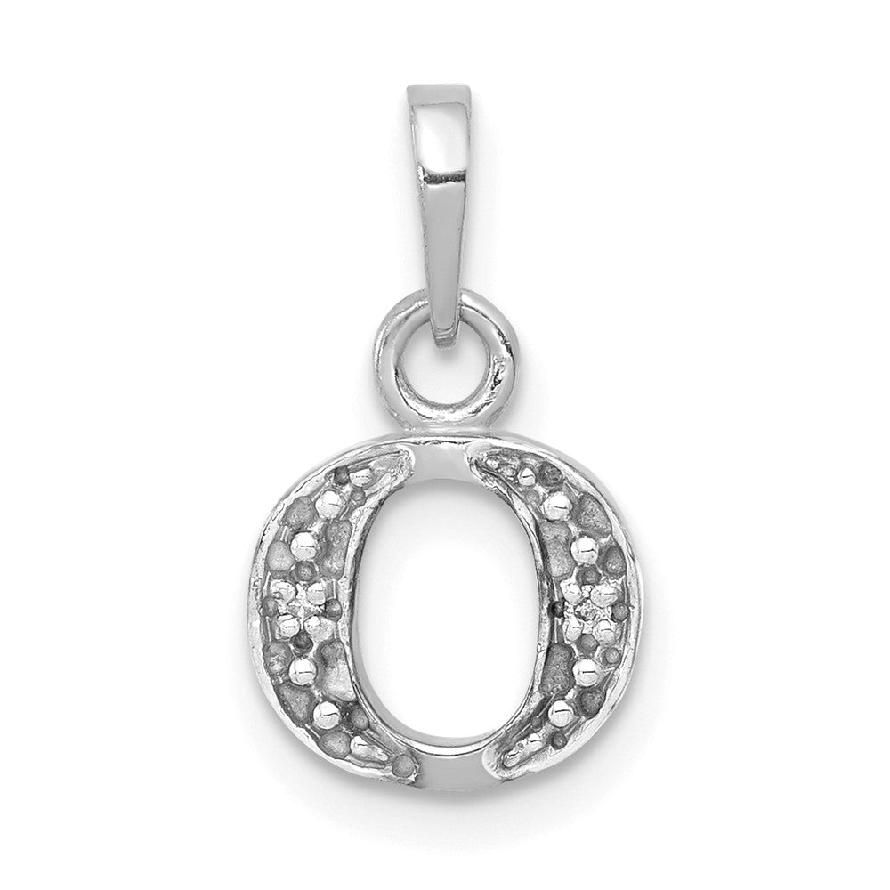 14K White Gold Polished .01ct Diamond Initial O Charm