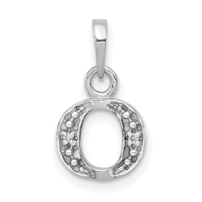 14K White Gold Polished .01ct Diamond Initial O Charm