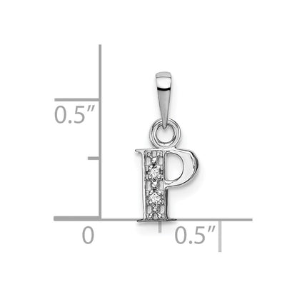 14K White Gold Polished .01ct Diamond Initial P Charm