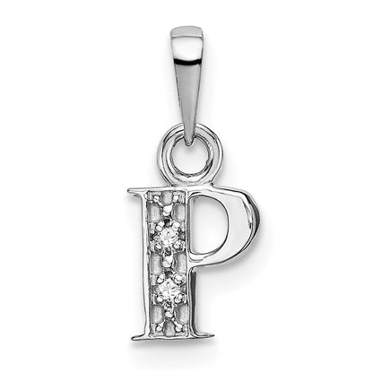 14K White Gold Polished .01ct Diamond Initial P Charm