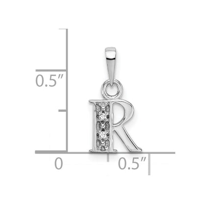 14K White Gold Polished .01ct Diamond Initial R Charm