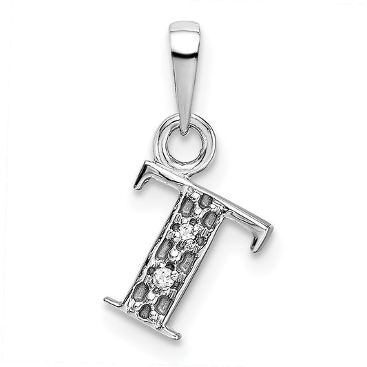 14K White Gold Polished .01ct Diamond Initial T Charm
