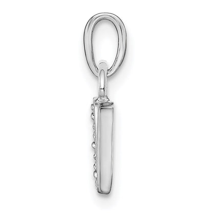 14K White Gold Polished .01ct Diamond Initial V Charm