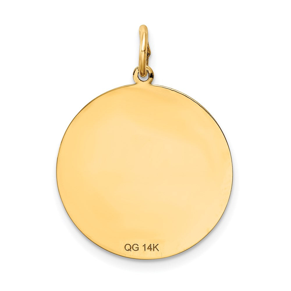 14k Yellow Gold Solid Polished Smiley Face Pendant