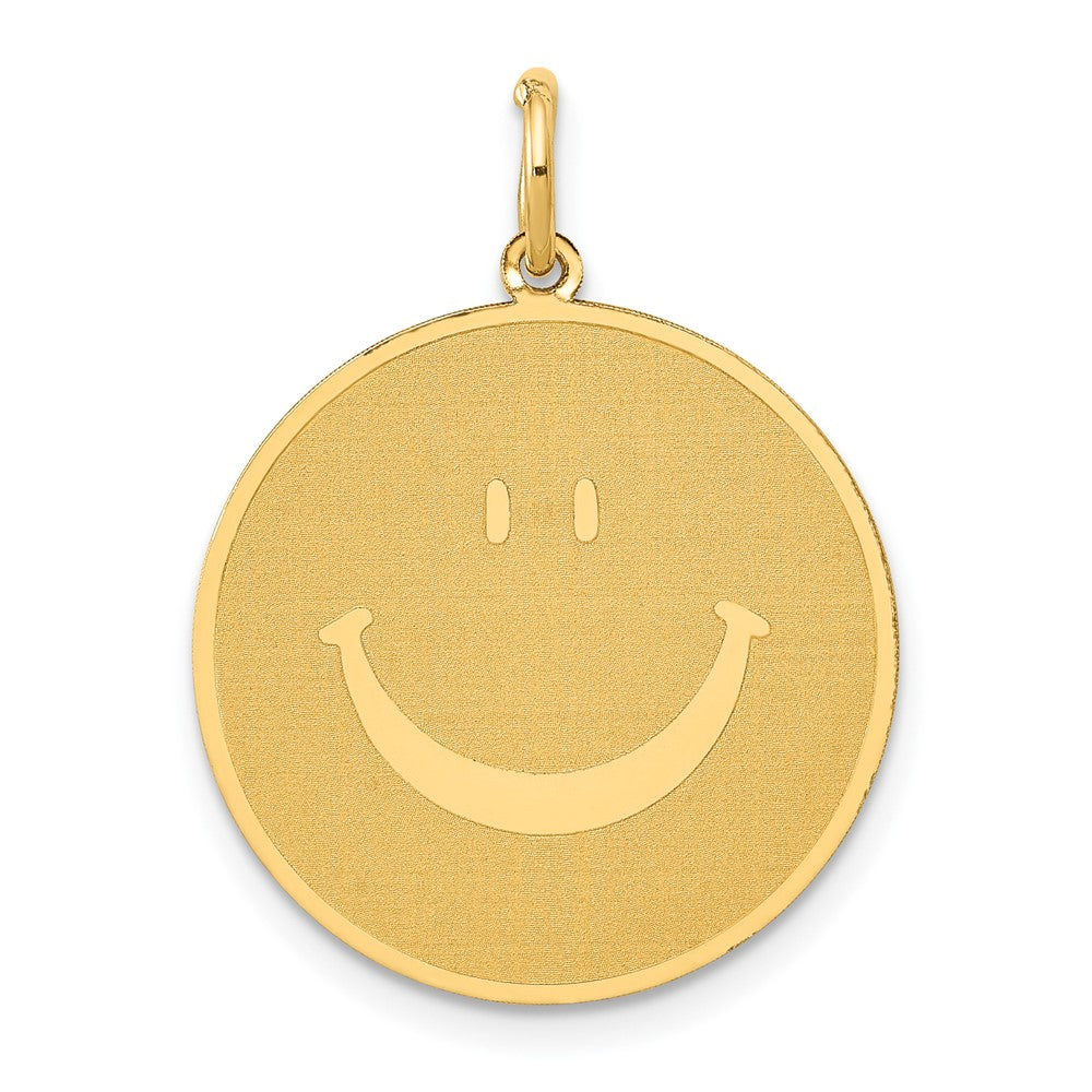 14k Yellow Gold Solid Polished Smiley Face Pendant