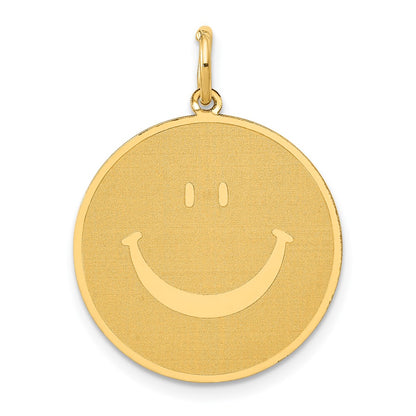 14k Yellow Gold Solid Polished Smiley Face Pendant