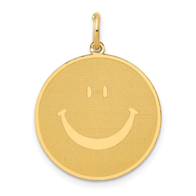 14k Yellow Gold Solid Polished Smiley Face Pendant