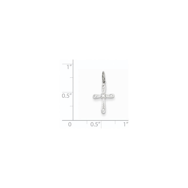 14k White Gold Diamond Cross Charm