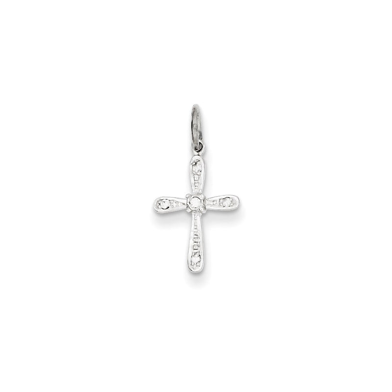 14k White Gold Diamond Cross Charm