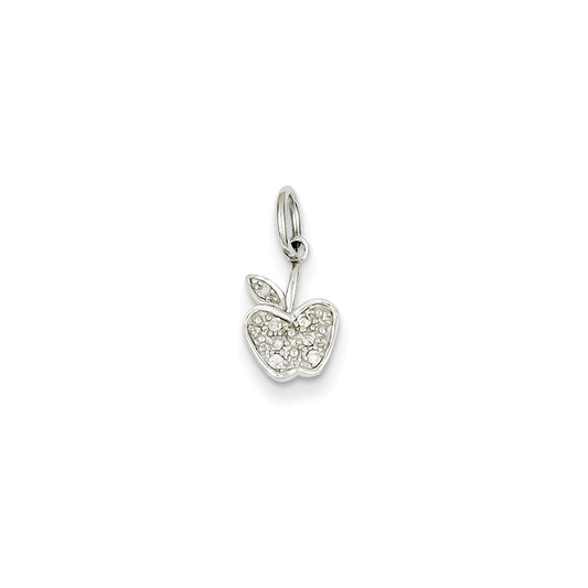 14k White Gold Diamond Apple Charm