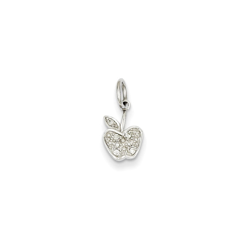 14k White Gold Diamond Apple Charm