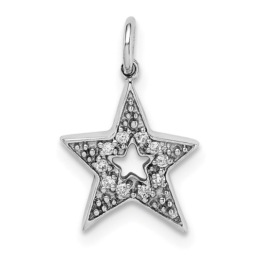 14k White Gold Diamond Star Charm