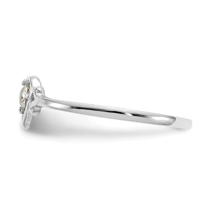 14K White Gold Aquamarine Birthstone Heart Ring