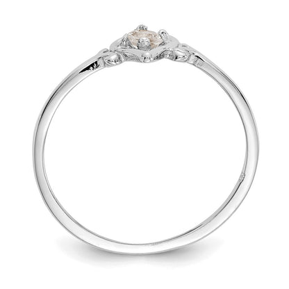 14K White Gold Topaz Birthstone Heart Ring