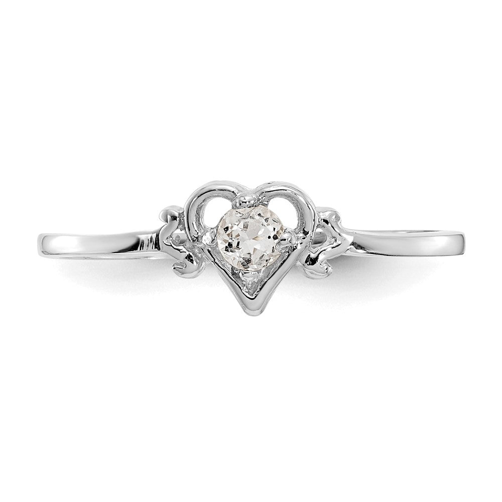 14K White Gold Topaz Birthstone Heart Ring