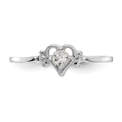 14K White Gold Topaz Birthstone Heart Ring