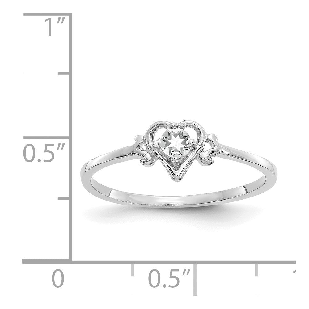 14K White Gold Topaz Birthstone Heart Ring