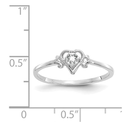 14K White Gold Topaz Birthstone Heart Ring