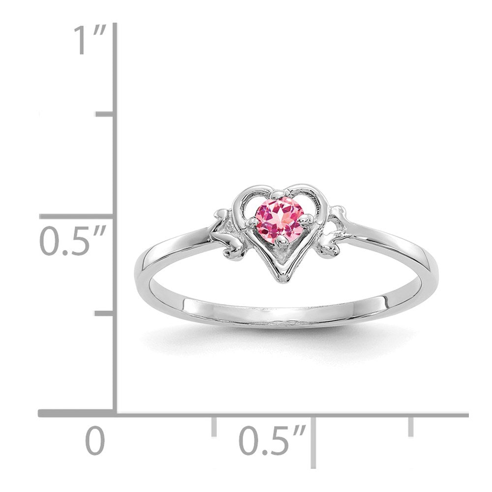 14k White Gold Pink Tourmaline Birthstone Heart Ring
