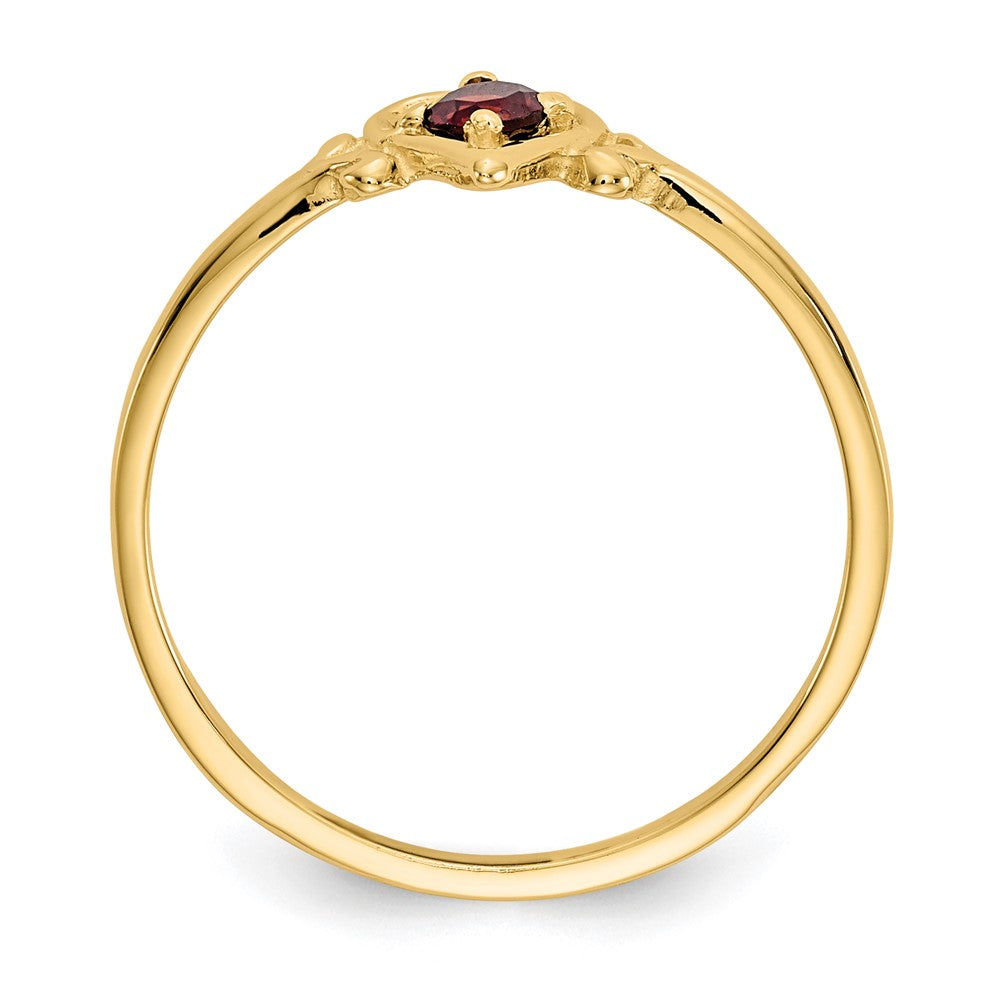 14K Yellow Gold Garnet Birthstone Heart Ring