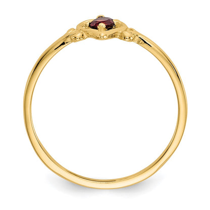 14K Yellow Gold Garnet Birthstone Heart Ring