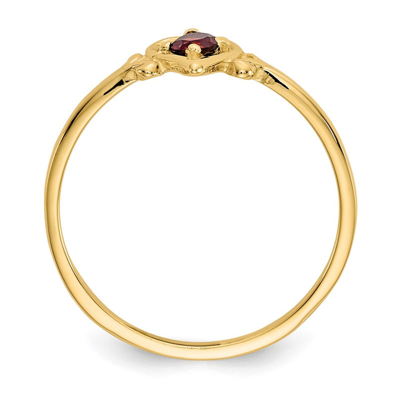 14K Yellow Gold Garnet Birthstone Heart Ring