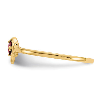 14K Yellow Gold Garnet Birthstone Heart Ring