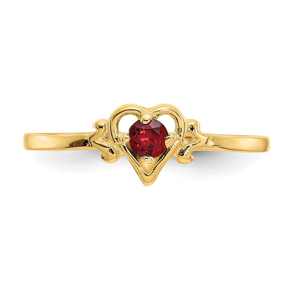 14K Yellow Gold Garnet Birthstone Heart Ring