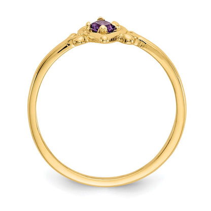 14K Yellow Gold Amethyst Birthstone Heart Ring