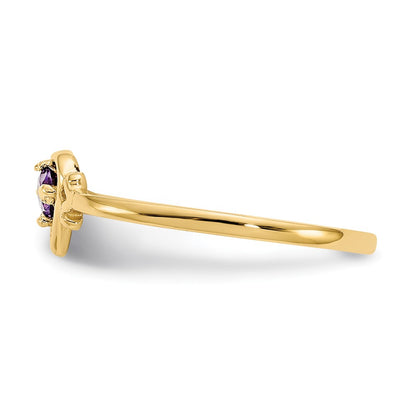 14K Yellow Gold Amethyst Birthstone Heart Ring