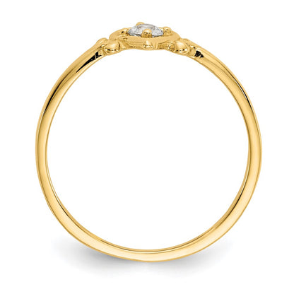 14K Yellow Gold Aquamarine Birthstone Heart Ring
