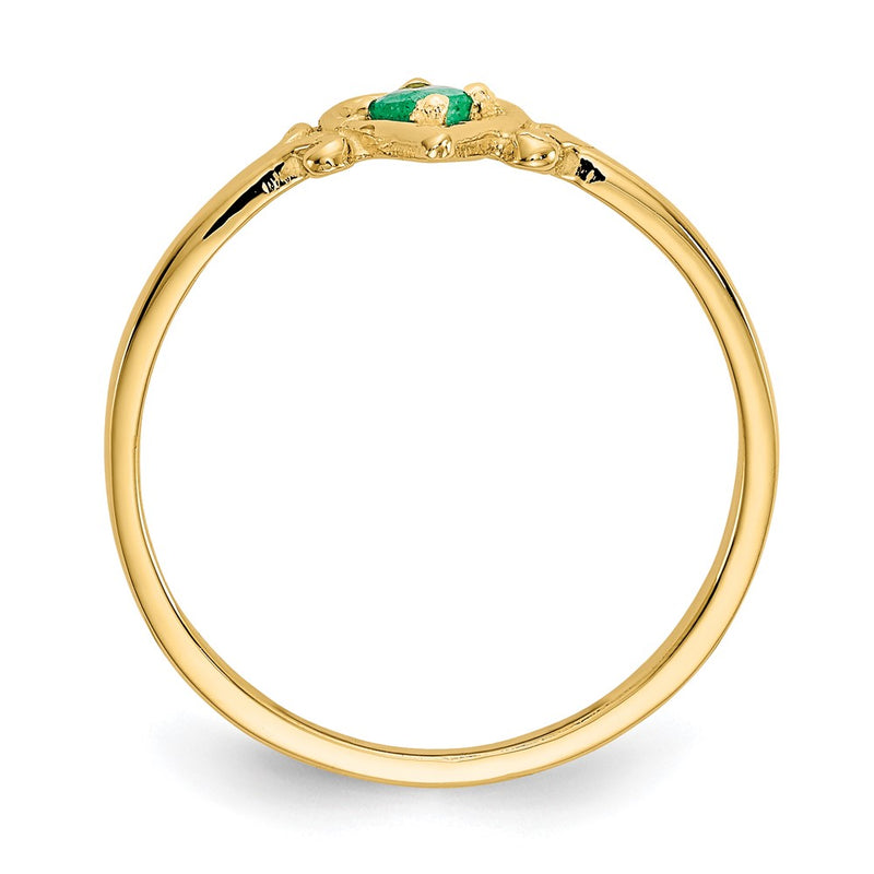 14K Yellow Gold Emerald Birthstone Heart Ring