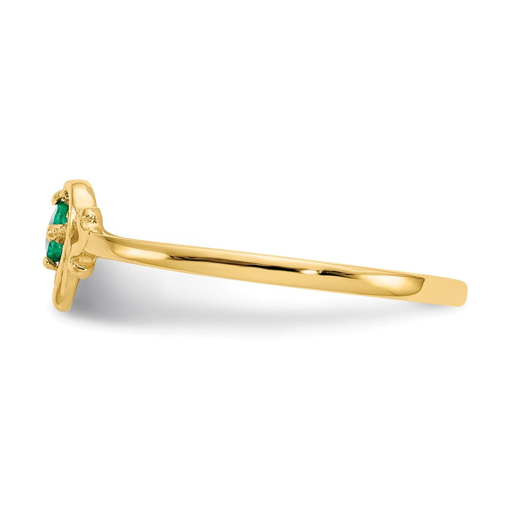 14K Yellow Gold Emerald Birthstone Heart Ring