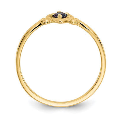 14K Yellow Gold Synthetic Alexandrite Birthstone Heart Ring