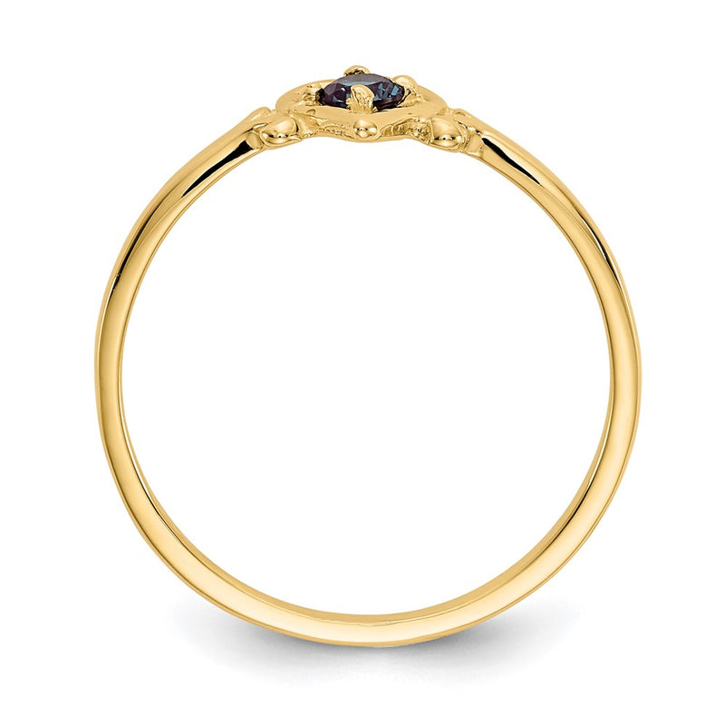 14K Yellow Gold Synthetic Alexandrite Birthstone Heart Ring