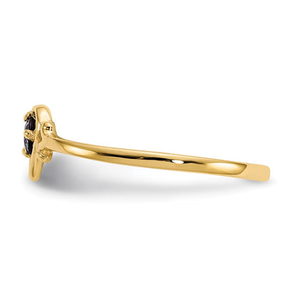 14K Yellow Gold Synthetic Alexandrite Birthstone Heart Ring