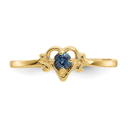 14K Yellow Gold Synthetic Alexandrite Birthstone Heart Ring