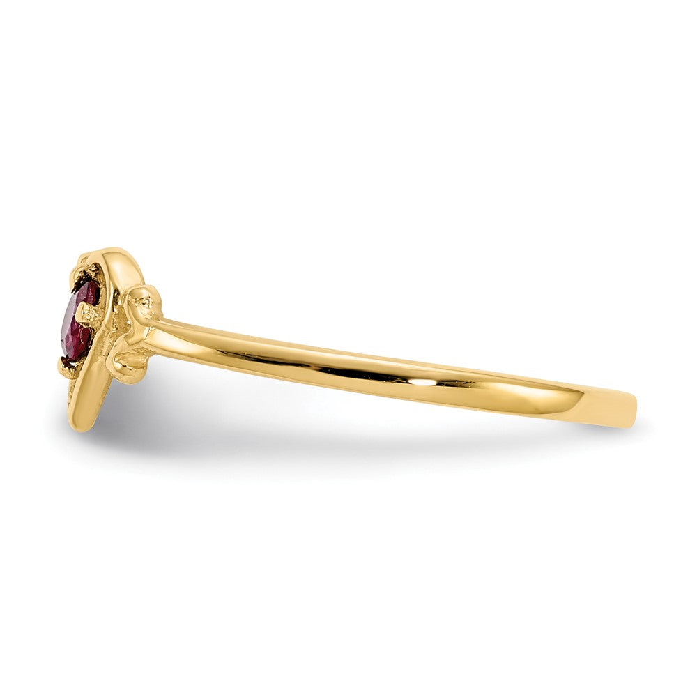 14K Yellow Gold Ruby Birthstone Heart Ring
