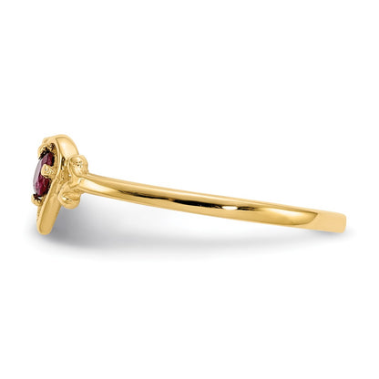 14K Yellow Gold Ruby Birthstone Heart Ring