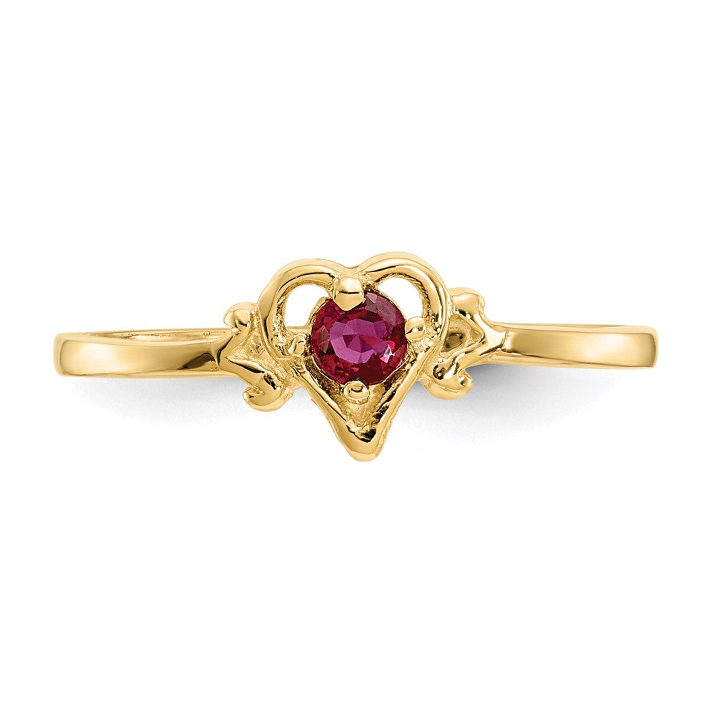 14K Yellow Gold Ruby Birthstone Heart Ring