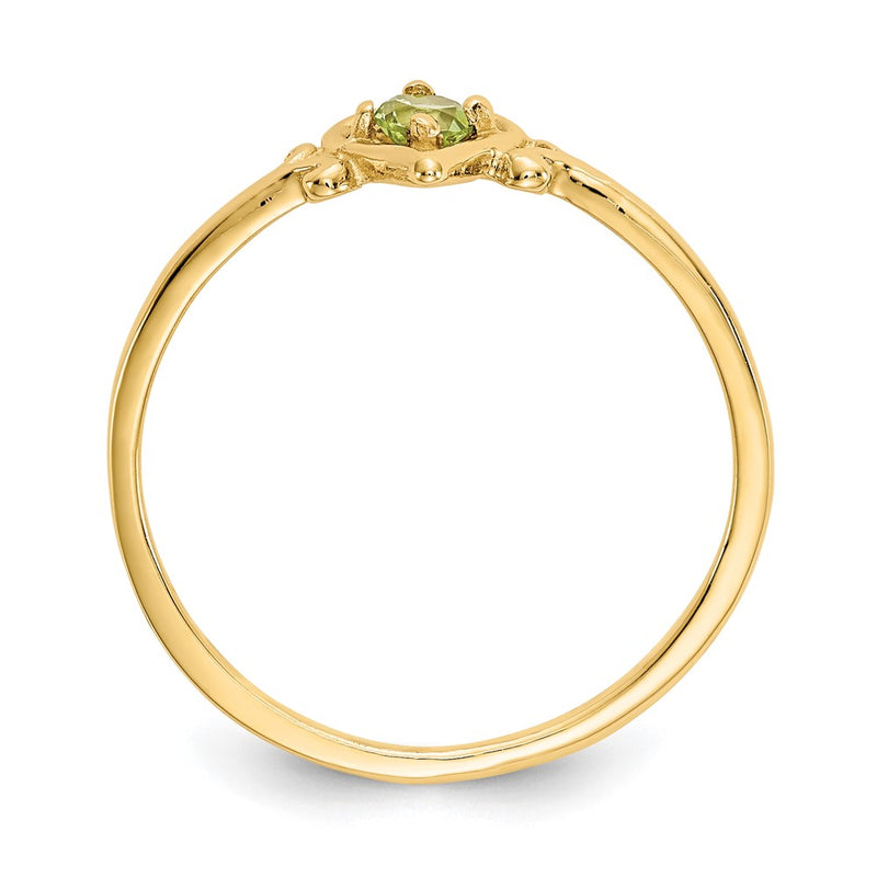 14K Yellow Gold Peridot Birthstone Heart Ring