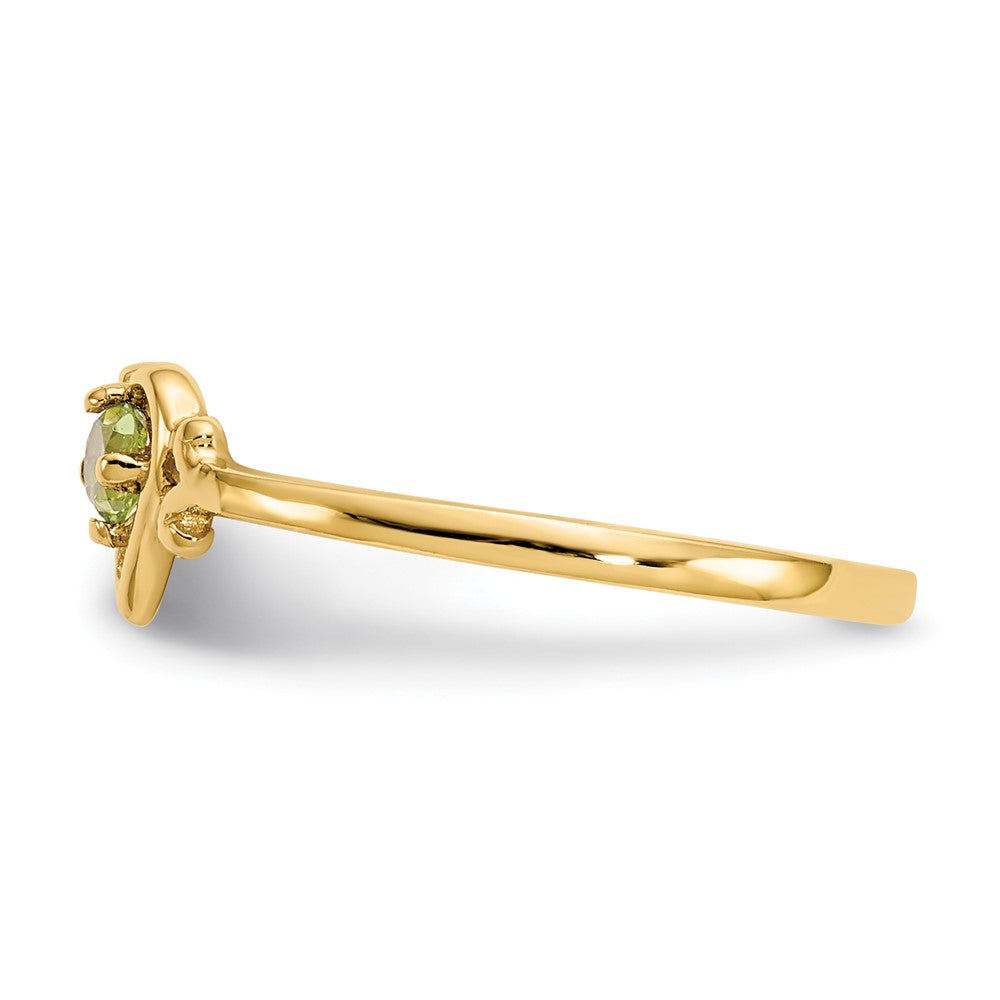 14K Yellow Gold Peridot Birthstone Heart Ring
