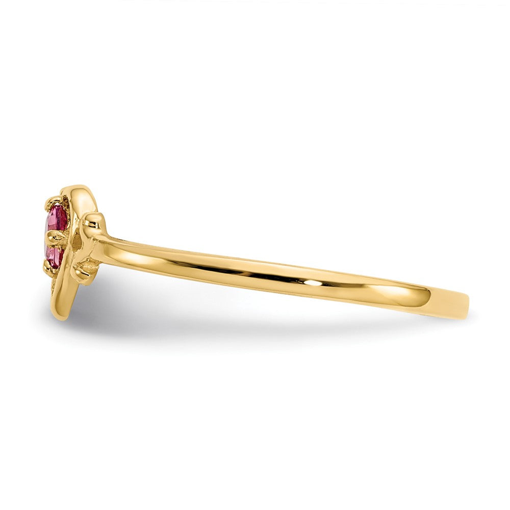 14k Yellow Gold Pink Tourmaline Birthstone Heart Ring