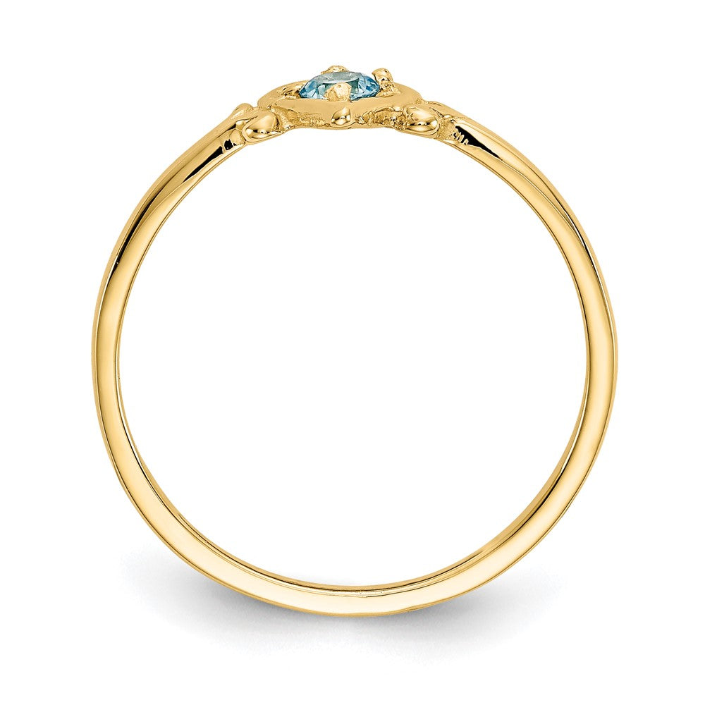 14K Yellow Gold Blue Topaz Birthstone Heart Ring