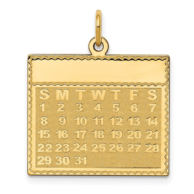 14k Yellow Gold Sunday the First Day Calendar Pendant