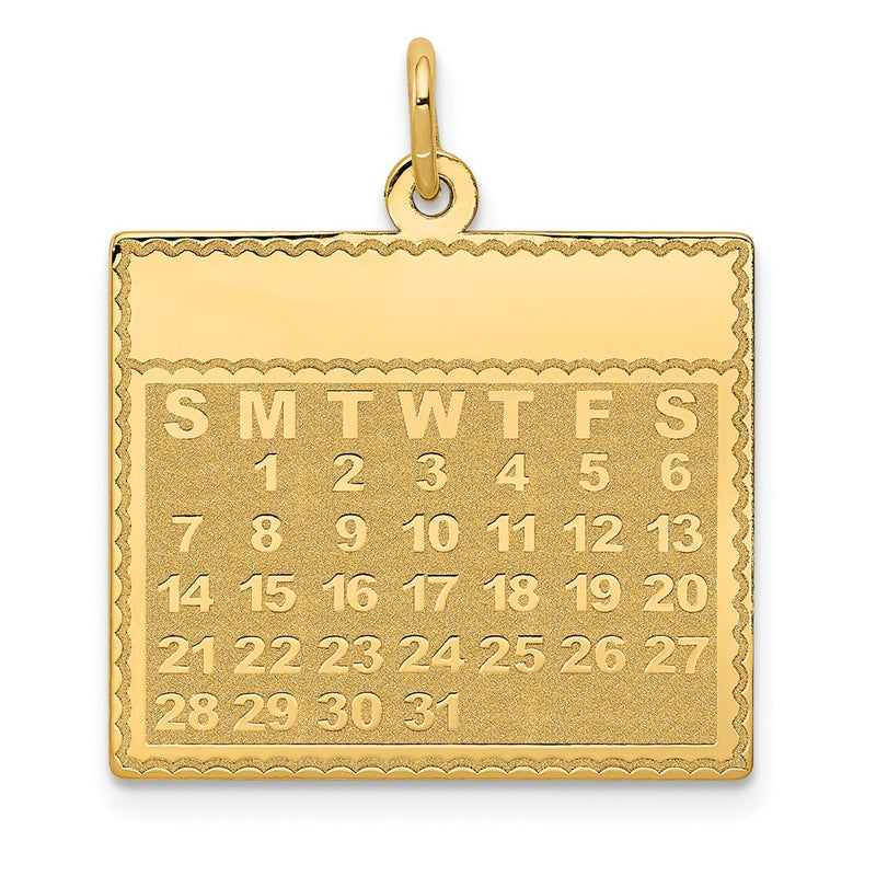 14k Yellow Gold Monday the First Day Calendar Pendant