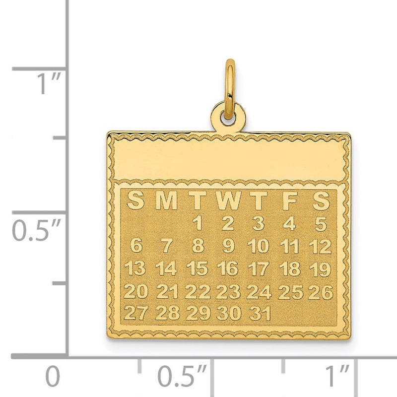 14k Yellow Gold Tuesday the First Day Calendar Pendant