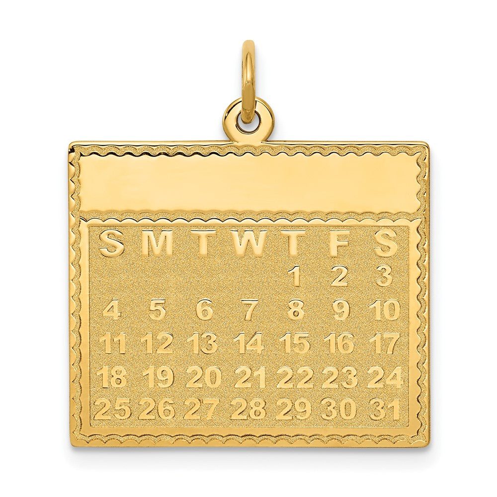 14k Yellow Gold Thursday the First Day Calendar Pendant