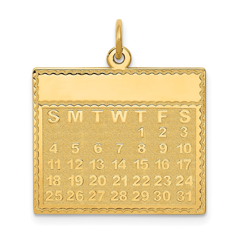 14k Yellow Gold Thursday the First Day Calendar Pendant